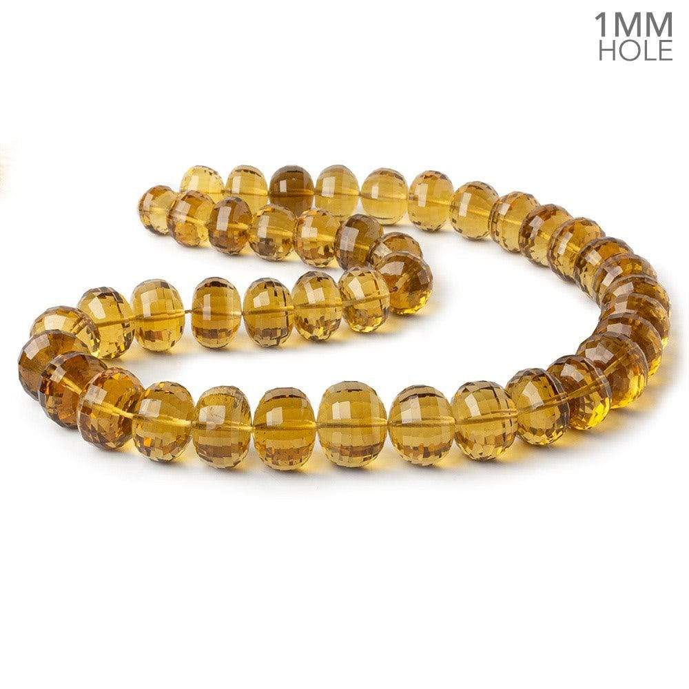 10.5-16mm Whiskey Quartz faceted rondelles 1mm large hole 16 inch 42 beads (ONLINE ORDER ONLY)
