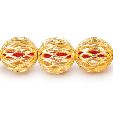 14.5mm 22kt Gold plated Copper Open Mesh Round Beads 8 inch 14 pieces (ONLINE ORDER ONLY)