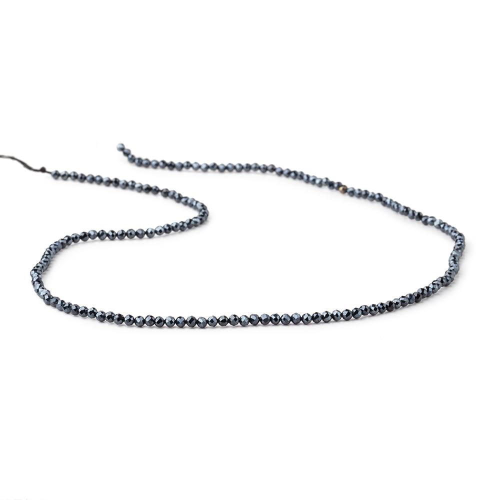 2mm Mystic Black Spinel micro-faceted rounds 13 inch 175 beads AAA (ONLINE ORDER ONLY)