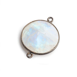 22mm Black Gold Bezeled Rainbow Moonstone Coin Focal Bead Connector 1 pc (ONLINE ORDER ONLY)