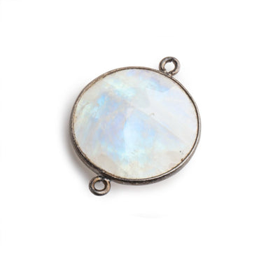 22mm Black Gold Bezeled Rainbow Moonstone Coin Focal Bead Connector 1 pc (ONLINE ORDER ONLY)