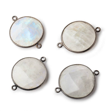 22mm Black Gold Bezeled Rainbow Moonstone Coin Focal Bead Connector 1 pc (ONLINE ORDER ONLY)