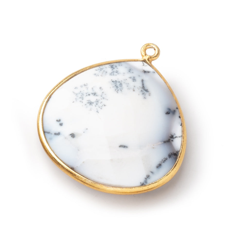 26x26mm Vermeil Bezel Dendritic Opal Faceted Heart Focal Bead Pendant 1 piece (ONLINE ORDER ONLY)