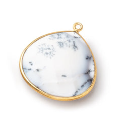 26x26mm Vermeil Bezel Dendritic Opal Faceted Heart Focal Bead Pendant 1 piece (ONLINE ORDER ONLY)