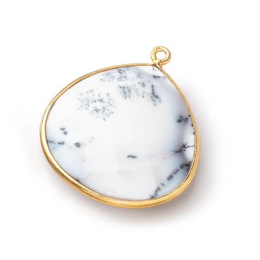 26x26mm Vermeil Bezel Dendritic Opal Faceted Heart Focal Bead Pendant 1 piece (ONLINE ORDER ONLY)