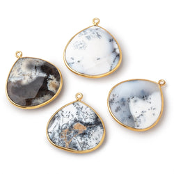 26x26mm Vermeil Bezel Dendritic Opal Faceted Heart Focal Bead Pendant 1 piece (ONLINE ORDER ONLY)