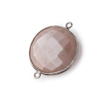 22mm Black Gold Bezeled Chocolate Moonstone Coin Focal Bead Connector 1 pc (ONLINE ORDER ONLY)