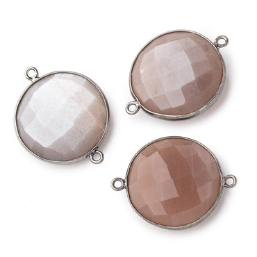 22mm Black Gold Bezeled Chocolate Moonstone Coin Focal Bead Connector 1 pc (ONLINE ORDER ONLY)