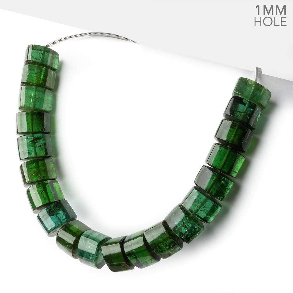 10.5mm Green Tourmaline 1mm hole Center Drilled Plain Trillions 5.75 inch 20 beads AAA+ (ONLINE ORDER ONLY)