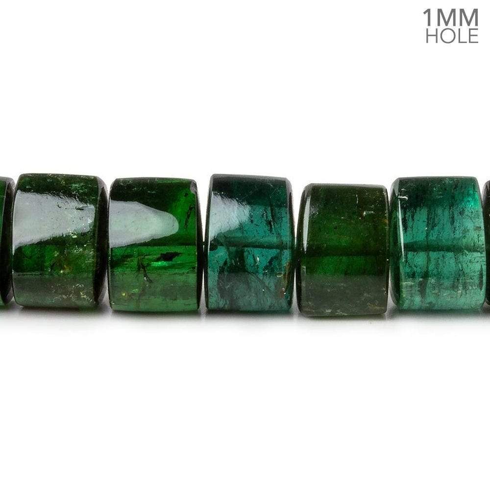 10.5mm Green Tourmaline 1mm hole Center Drilled Plain Trillions 5.75 inch 20 beads AAA+ (ONLINE ORDER ONLY)