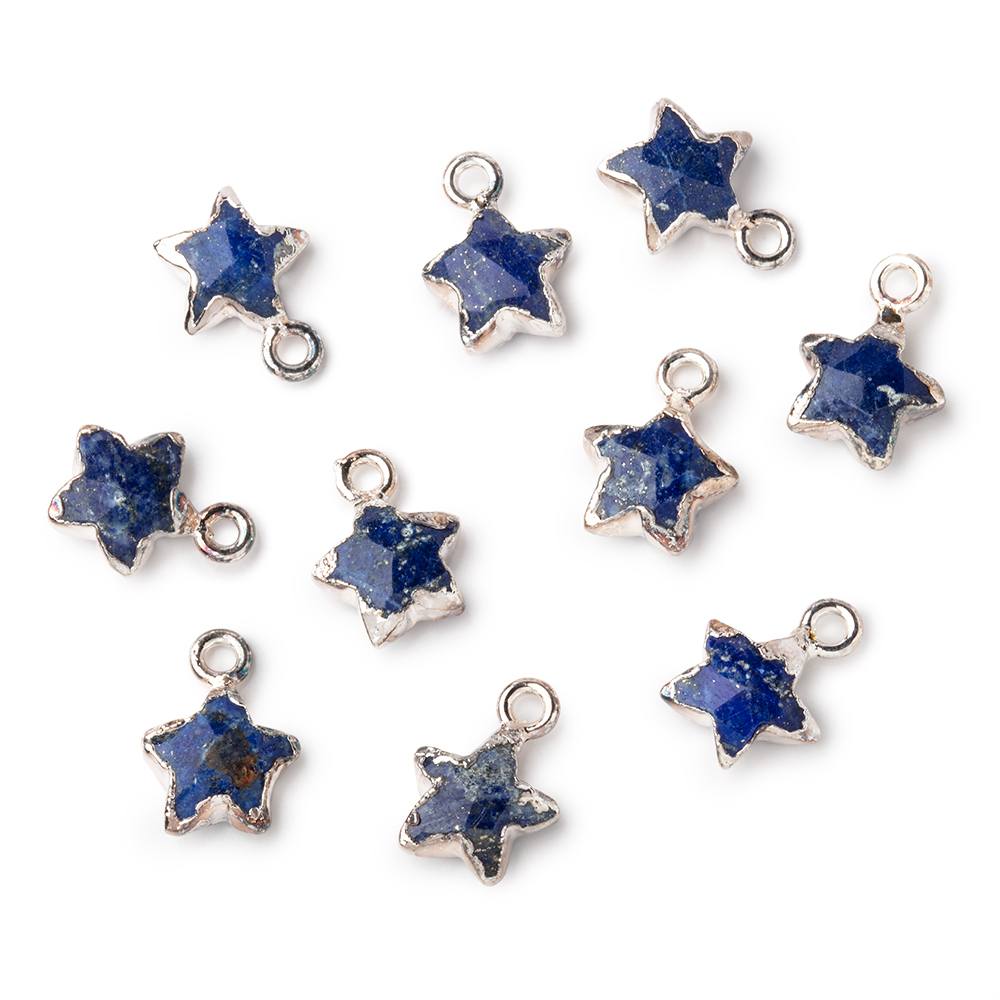 10.5mm Silver Leafed Lapis Lazuli Faceted Star Focal Pendant 1 piece (ONLINE ORDER ONLY)