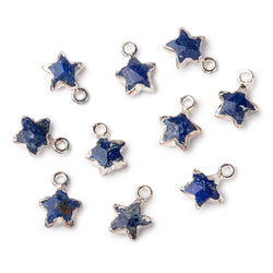 10.5mm Silver Leafed Lapis Lazuli Faceted Star Focal Pendant 1 piece (ONLINE ORDER ONLY)