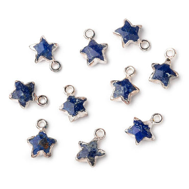 10.5mm Silver Leafed Lapis Lazuli Faceted Star Focal Pendant 1 piece (ONLINE ORDER ONLY)