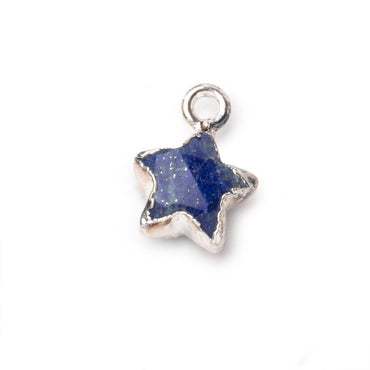 10.5mm Silver Leafed Lapis Lazuli Faceted Star Focal Pendant 1 piece (ONLINE ORDER ONLY)
