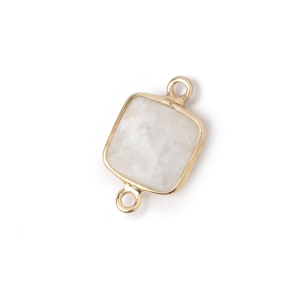 10.5mm Vermeil Bezel Rainbow Moonstone Faceted Cushion Connector 1 piece (ONLINE ORDER ONLY)