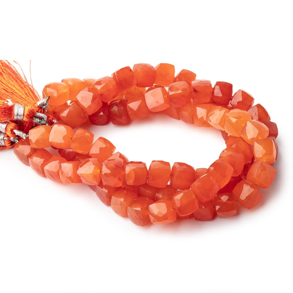 8-8.5mm Carnelian faceted cube beads 8 inch 25 pieces (ONLINE ORDER ONLY)