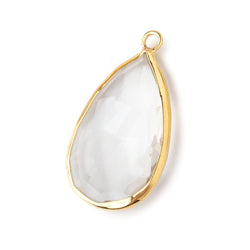 28x16mm Vermeil Bezeled Crystal Quartz faceted Pear Focal Pendant 1 piece (ONLINE ORDER ONLY)