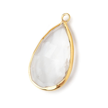 28x16mm Vermeil Bezeled Crystal Quartz faceted Pear Focal Pendant 1 piece (ONLINE ORDER ONLY)