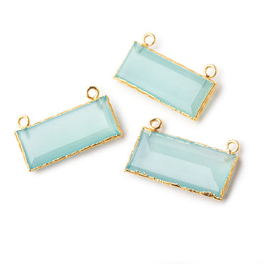 11x26mm Gold Leafed Blue Chalcedony East West Bar Connector 1 piece (ONLINE ORDER ONLY)