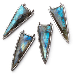 45x18mm Black Gold CZ Bezel Set Labradorite Faceted Point 1 Pendant (ONLINE ORDER ONLY)