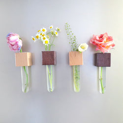 Mini Vase Magnets – Set of 2 – Beech & Walnut Wood – Decorative Fridge Magnets for Small Flowers or Greenery (ONLINE ORDER ONLY)