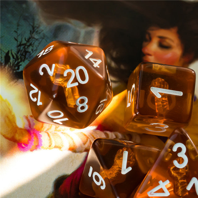 Monk (Fist) Clear Golden Dice w/ Golden Fist 7-Dice Set Rpg (Online Only)