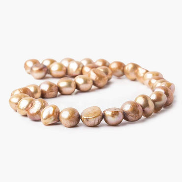 10mm - 11mm Copper Beige Baroque Pearl , 15 inch, 37 pieces (ONLINE ORDER ONLY)