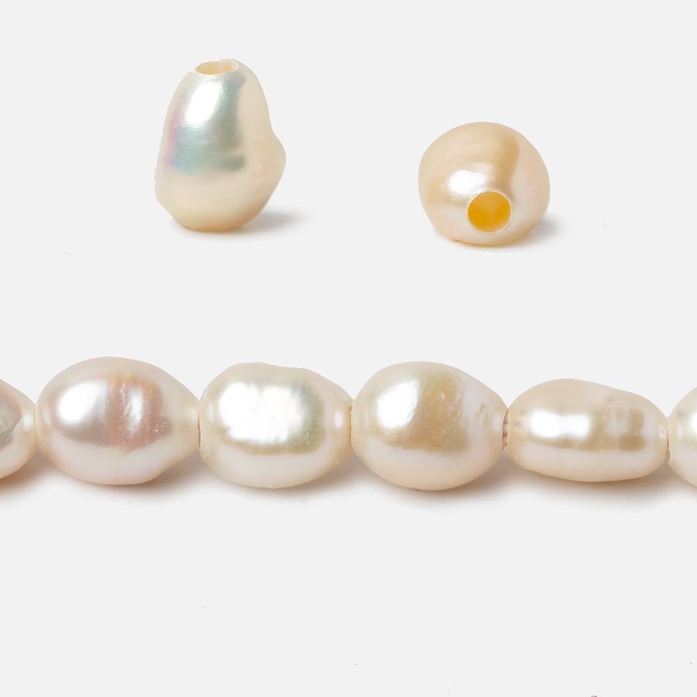 10mm - 12mm Light Peach Large Hole Baroque Straight Drilled Freshwater Pearl, 15 inch, 36 pieces (ONLINE ORDER ONLY)