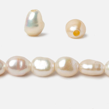 10mm - 12mm Light Peach Large Hole Baroque Straight Drilled Freshwater Pearl, 15 inch, 36 pieces (ONLINE ORDER ONLY)