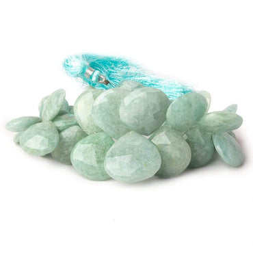 10mm-21mm Milky Aquamarine Faceted Heart Beads 8 inch 39 pieces (ONLINE ORDER ONLY)