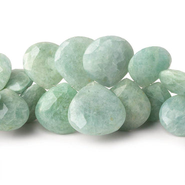10mm-21mm Milky Aquamarine Faceted Heart Beads 8 inch 39 pieces (ONLINE ORDER ONLY)