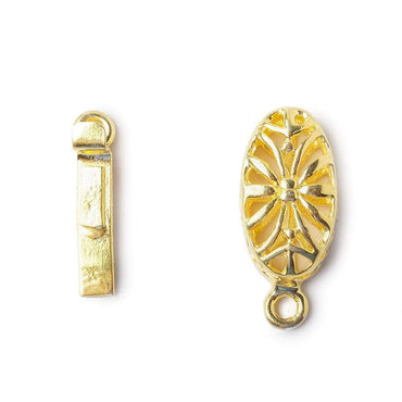 10mm 22kt Gold plated Box Clasp Oval Filigree Floral 1 piece (ONLINE ORDER ONLY)