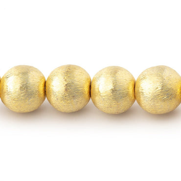 10mm 22kt Gold Plated Brushed Round Bead 8 inch 22 pieces (ONLINE ORDER ONLY)