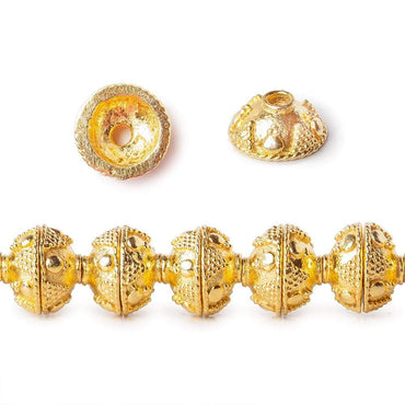 10mm 22kt Gold plated Copper Bali Round Bead Caps 8 inch 46 beads (ONLINE ORDER ONLY)