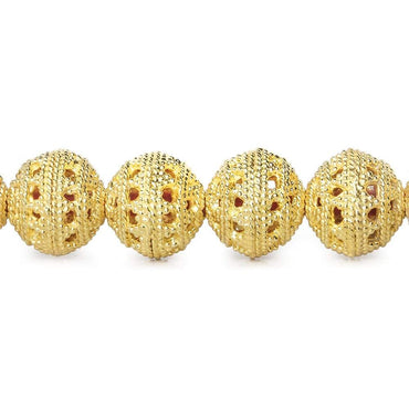 10mm 22kt Gold Plated Copper Bead Filigree Round 8 inch 21 pieces (ONLINE ORDER ONLY)