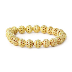 10mm 22kt Gold Plated Copper Bead Filigree Round 8 inch 21 pieces (ONLINE ORDER ONLY)