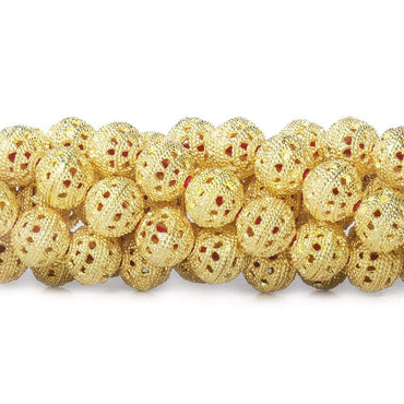 10mm 22kt Gold Plated Copper Bead Filigree Round 8 inch 21 pieces (ONLINE ORDER ONLY)