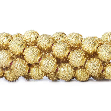 10mm 22kt Gold Plated Copper Bead Round Concentric Miligrain 8 inch 18 pieces (ONLINE ORDER ONLY)