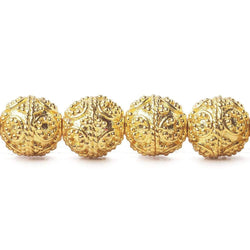 10mm 22kt Gold Plated Copper Bead Round Miligrain Circles 8 inch 20 pieces (ONLINE ORDER ONLY)