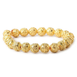 10mm 22kt Gold Plated Copper Bead Round Miligrain Circles 8 inch 20 pieces (ONLINE ORDER ONLY)