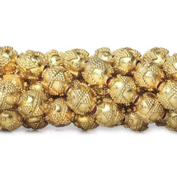 10mm 22kt Gold Plated Copper Bead Round Miligrain Triangle 8 inch 18 pieces (ONLINE ORDER ONLY)