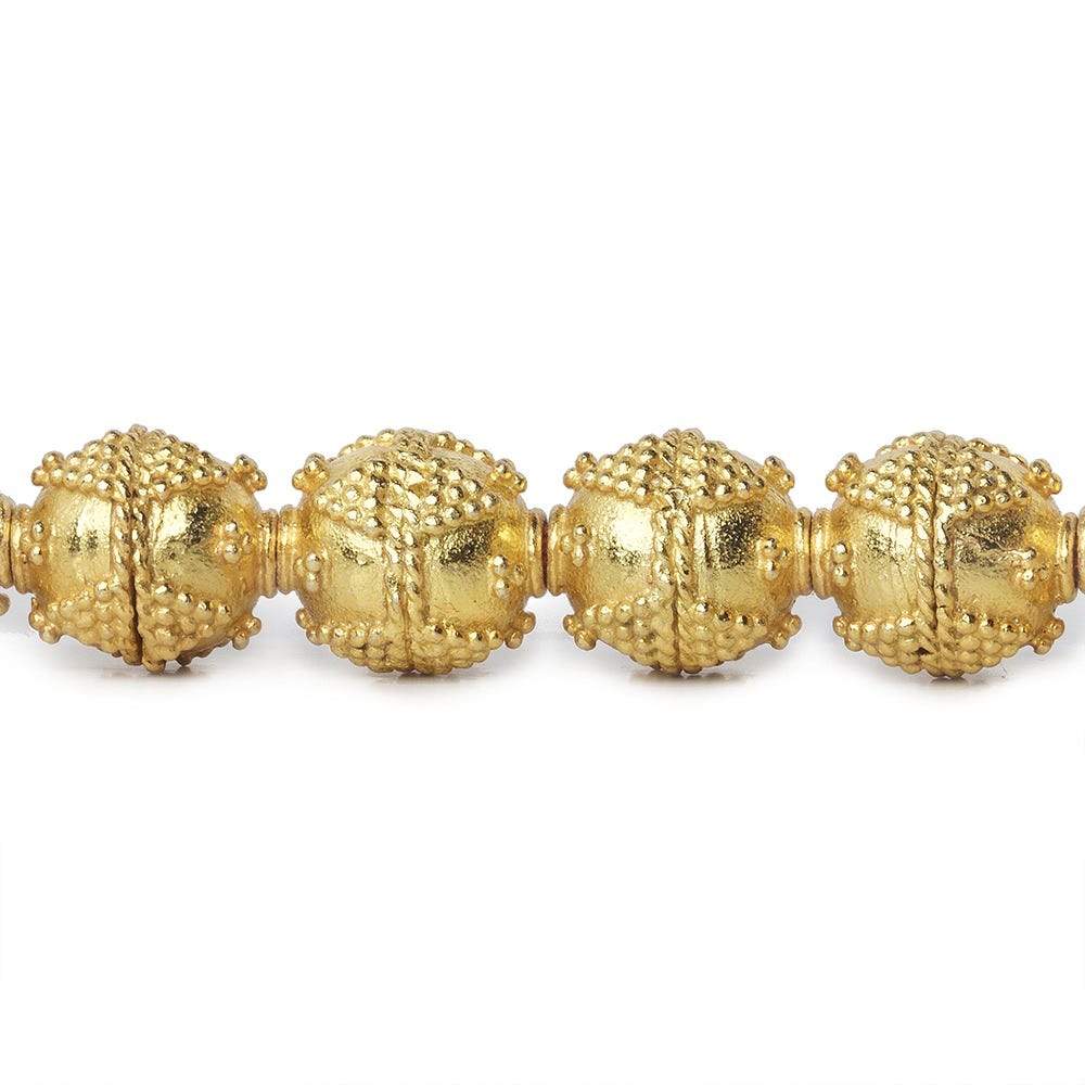 10mm 22kt Gold Plated Copper Bead Round Miligrain Triangle 8 inch 18 pieces (ONLINE ORDER ONLY)