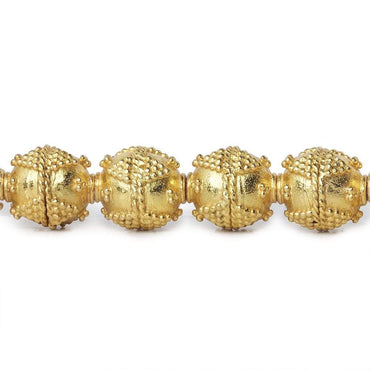 10mm 22kt Gold Plated Copper Bead Round Miligrain Triangle 8 inch 18 pieces (ONLINE ORDER ONLY)
