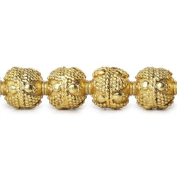 10mm 22kt Gold Plated Copper Bead Round Miligrain Triangle and Dots 8 inch 18 pieces (ONLINE ORDER ONLY)