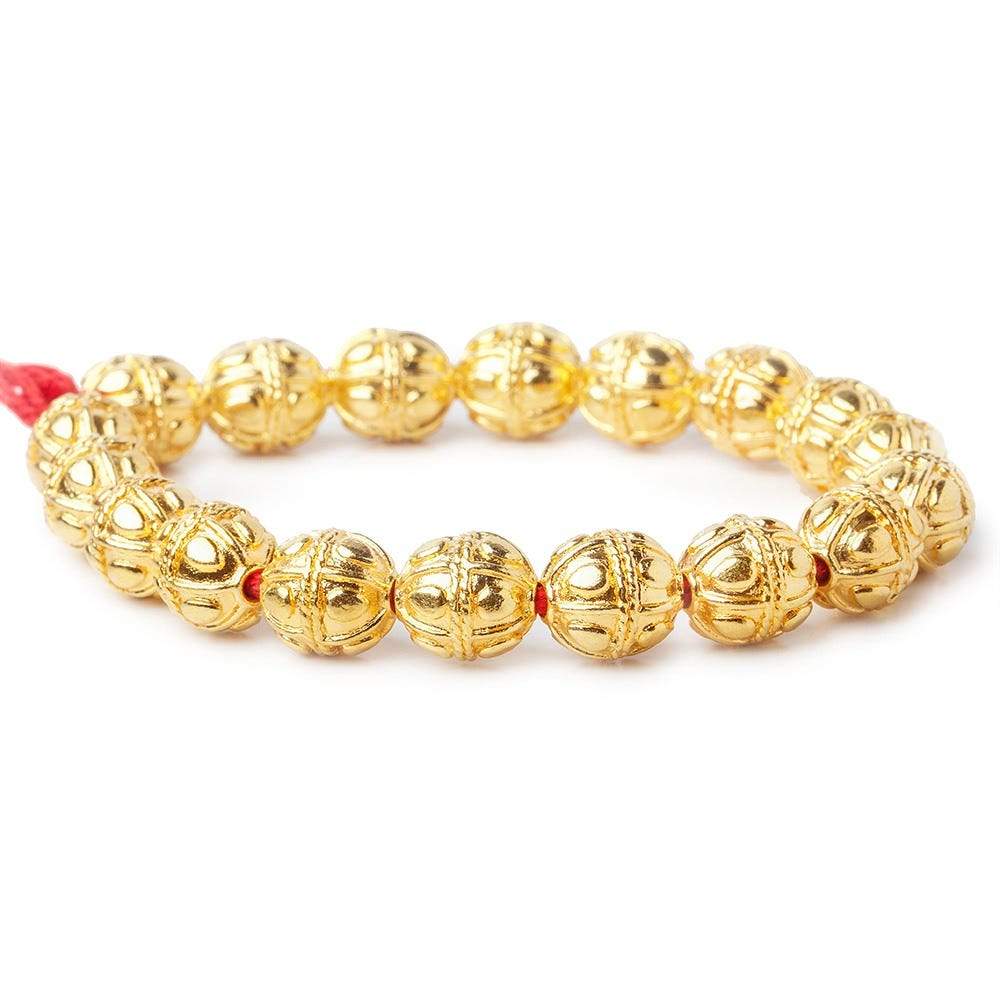 10mm 22kt Gold Plated Copper Bead Round Pear Design 8 inch 18 pieces (ONLINE ORDER ONLY)