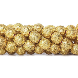 10mm 22kt Gold Plated Copper Bead Roval Circle and Miligrain Triangle 8 inch 18 pieces (ONLINE ORDER ONLY)