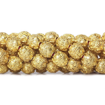 10mm 22kt Gold Plated Copper Bead Roval Circle and Miligrain Triangle 8 inch 18 pieces (ONLINE ORDER ONLY)