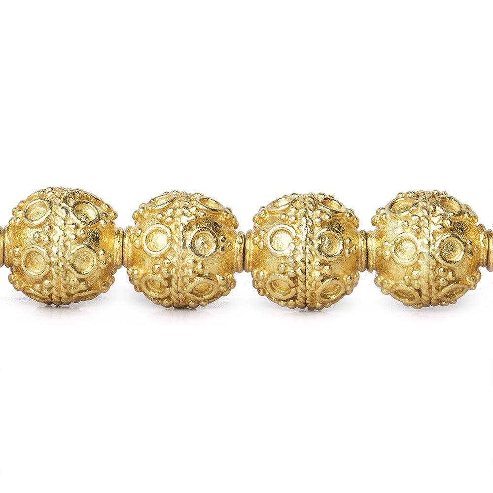 10mm 22kt Gold Plated Copper Bead Roval Circle and Miligrain Triangle 8 inch 18 pieces (ONLINE ORDER ONLY)