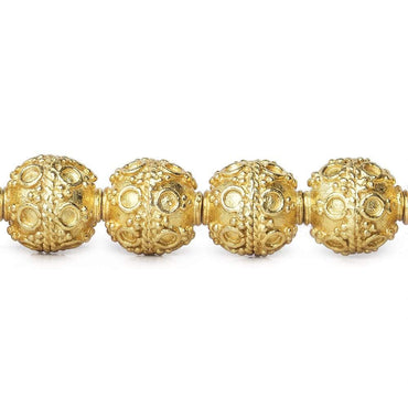 10mm 22kt Gold Plated Copper Bead Roval Circle and Miligrain Triangle 8 inch 18 pieces (ONLINE ORDER ONLY)