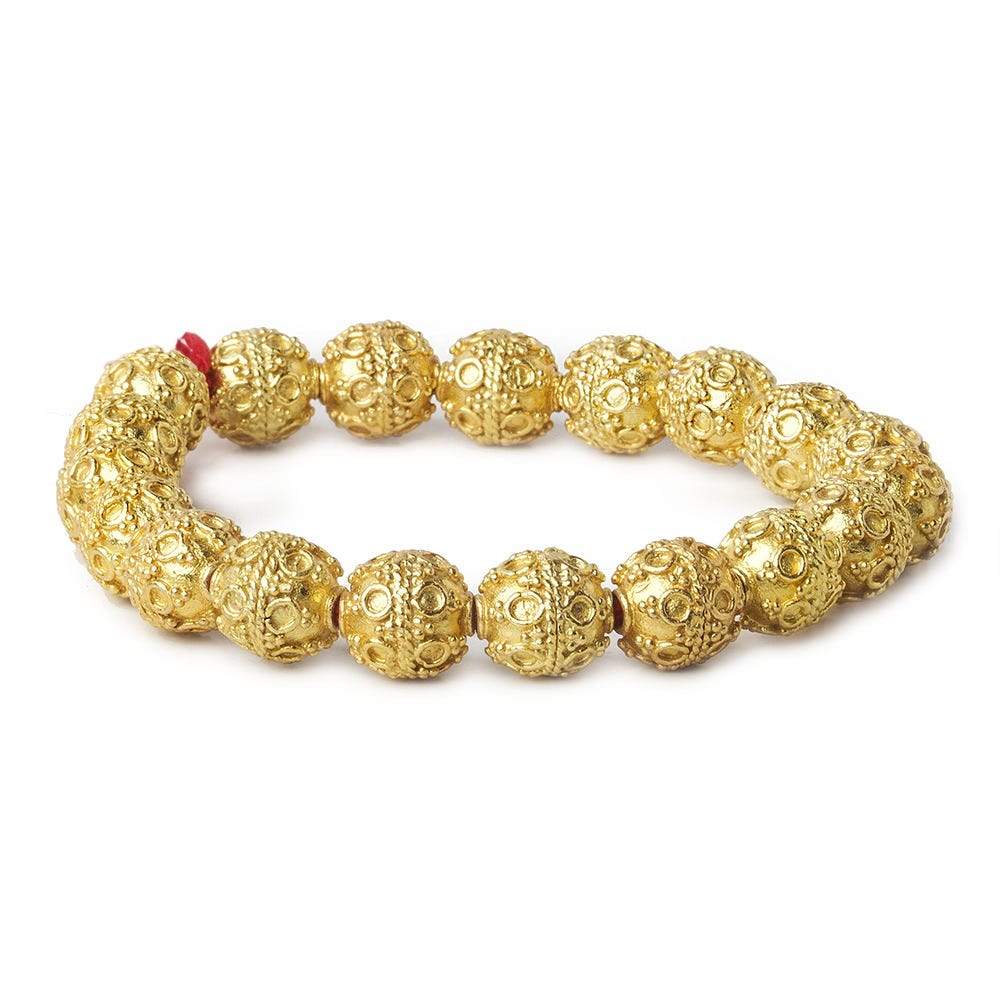 10mm 22kt Gold Plated Copper Bead Roval Circle and Miligrain Triangle 8 inch 18 pieces (ONLINE ORDER ONLY)